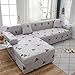 Copridivano 3 Posti Stampa Cuore Grigio Copridivano Con Penisola Altamente Elastico Poliestere Spandex Copri Divano Universale Divano Letto Angolare per Soggiorno