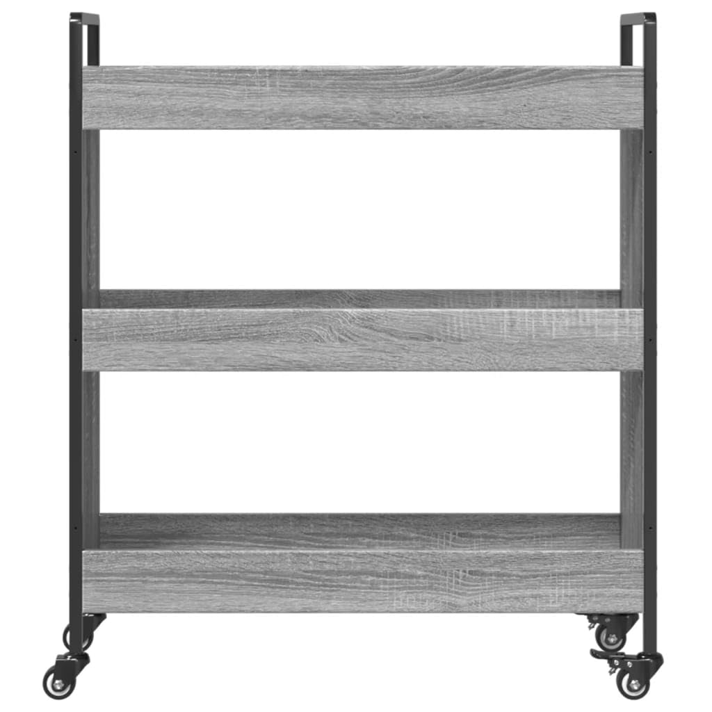 Mangloder - Carro de cocina gris Sonoma 70 x 30 x 82 cm, de material de madera, con 4 ruedas, 2 frenos, carrito con ruedas como carrito auxiliar, estante con ruedas y almacenamiento para cocina, baño