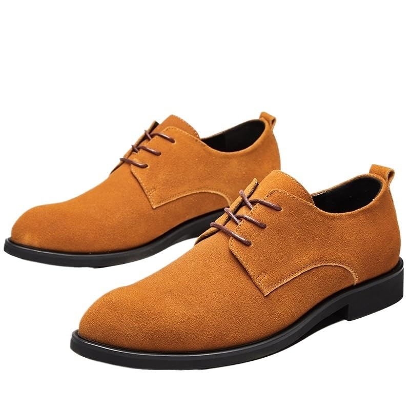 Classic Lace-up Formal Tuxedo Shoes Oxford Dress Shoes for Men Round Toe Suede Leather Shoes Low Top Slip Resistant Anti-Slip Block Heel Rubber Sole Classic