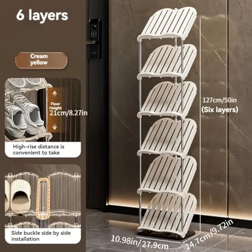 Image of Cortina Shoe Rack Vertical Shoes Racks for Entryway Corner Shoe Storage Organizer for Small Spaces Transparently Tall Slim Shoe Shelf for Front Door Entrance Living Room - 6 Layer