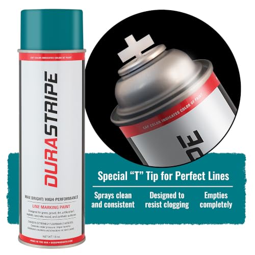 Image of Athletic Field Marking Paint - 2 Cases of 12 T-Tip Spray Cans (24 Total), 18 oz Each - Bright, Durable Field Striping Paint (Teal)