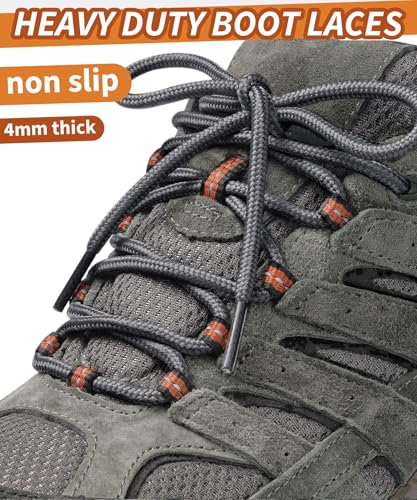 Image of Handshop 2 Pairs Round Boots Shoelaces, Heavy Duty Outdoor Shoe Laces | Replacement Shoestrings for Hiking, Running, Sporting Shoes and Work boots, Sturdy and Robust, 28 Colors, 30-63 inch Length