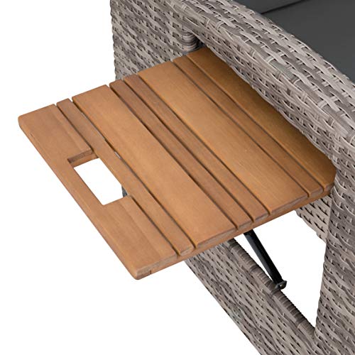 Greemotion Rattan-Lounge Bahia Tobago, Gartensofa mit Bettfunktion, inkl. Hocker, Grau, Holzfarben