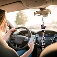 Vista 8 de OTOSTAR Accesorios colgantes brillantes con bola de cristal y gotas para coche, dijes de espejo retrovisor interior con atrapasoles, accesorios