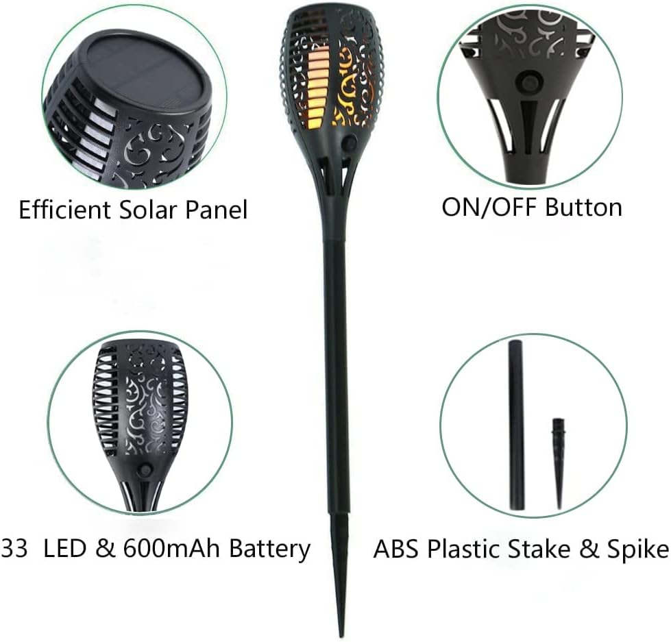Miniatura 8 de Linterna solar grande con llama parpadeante, luces solares ultrabrillantes mejoradas para exteriores, decoraciones de paisaje, iluminación de