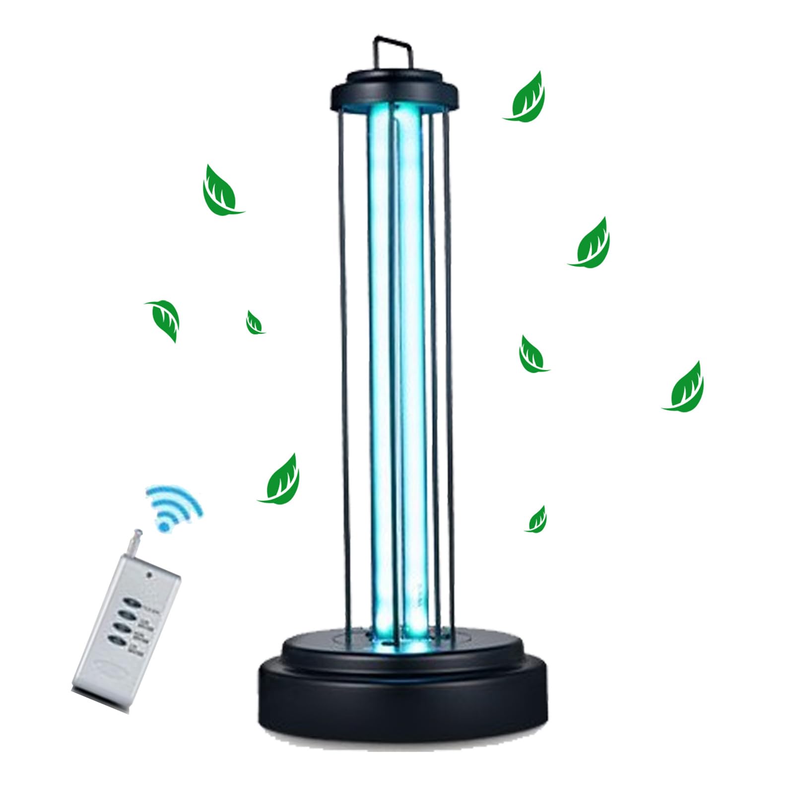 Desinfectante con luz UV y lámpara esterilizadora ultravioleta con control remoto, con temporizador de 3 engranajes de 38 W, desinfecta cada habitación de tu hogar durante 15/30/60 minutos black