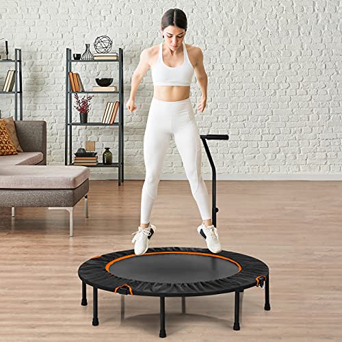 COSTWAY φ 120 cm Mini Trampolin faltbar, Fitness Trampolin mit höhenverstellbarem Griff, Kindertrampolin… – Bild 3