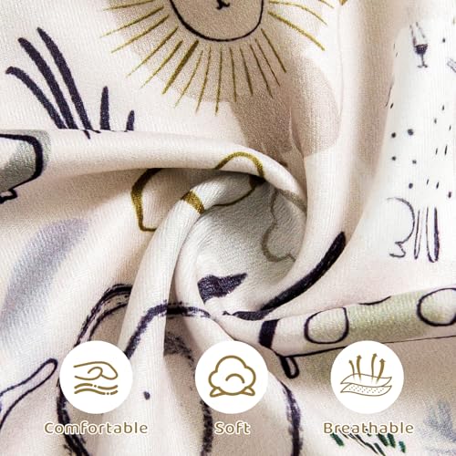 Image of AMAWMW Newborn Baby Boys Girls Cartoon Sleeper Gown Long Sleeve Mountain Nightgown Hat Outfits
