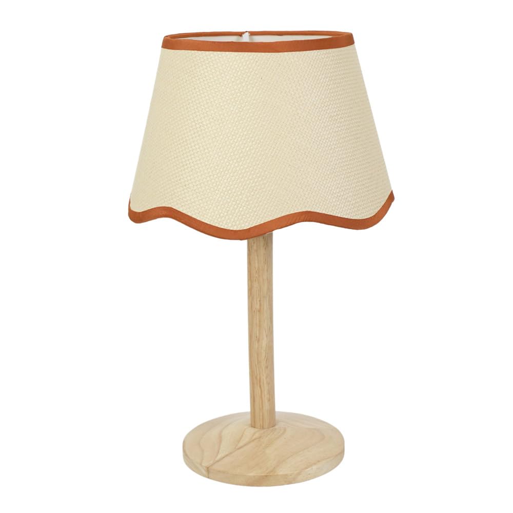 ValueLights Triston Table Lamp Wood Natural Light Burnt Orange