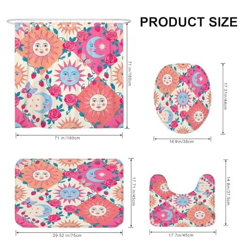Ensemble de rideaux de douche en polyester lavable contre les moisissures de salle de bain