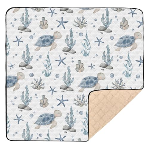 Selerdon Baby Play Mat Sea Turtle Seashell Starfish 50