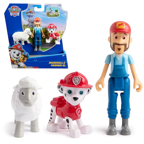 Paw Patrol Patrulha Canina - Pacote de figuras Marshall, agricultor Al e Ovelita - Patrulha Canina brinquedos - Presente criança 3 anos - Brinquedos para crianças 3 anos jogos infantis