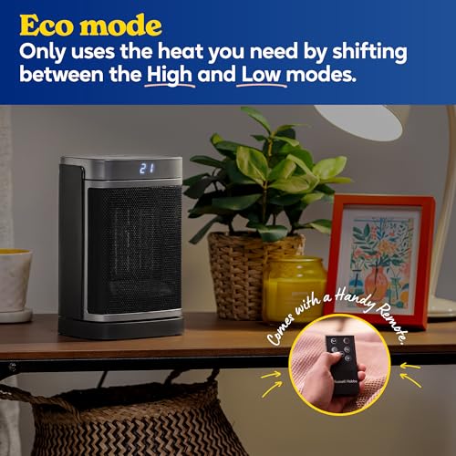 Image of Russell Hobbs Space Heater Black and Silver 1500W Silent Portable Oscillating Ceramic Electric Heater, Low Energy Digital Display, 4 Modes, 24h Auto Timer