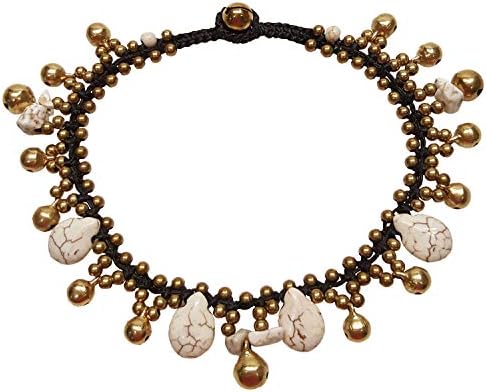 Infinityee888 Howlite Anklet Drop Handmade Brass Bead Bell Ankle Bracelet for women KAN-H01