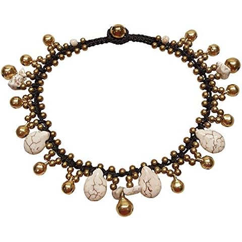 Infinityee888 Howlite Anklet Drop Handmade Brass Bead Bell Ankle Bracelet for women KAN-H01 Cover