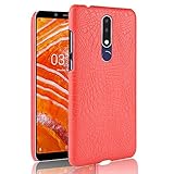 Compatible avec Nokia 6.1 Plus / X6 Coque,�tui Protecteur 2 en 1 (PC+Cuir) pour t�l�phone Portable Red