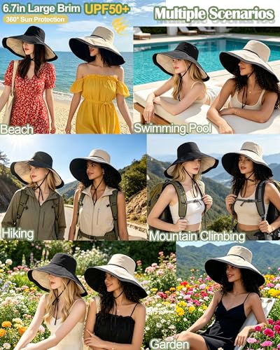Sombrero de ala ancha reversible para mujer miniatura 6