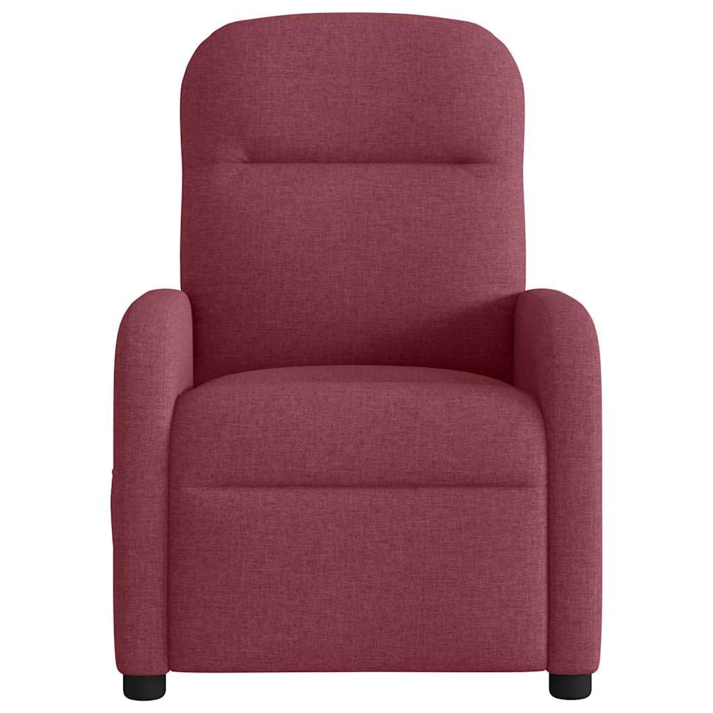Poltrona massaggiante in tessuto vinaccia, poltrona relax con funzione sdraio, massaggio a 6 punti, porta USB, tasca laterale, comoda poltrona per soggiorno e camera da letto, portata 110 kg