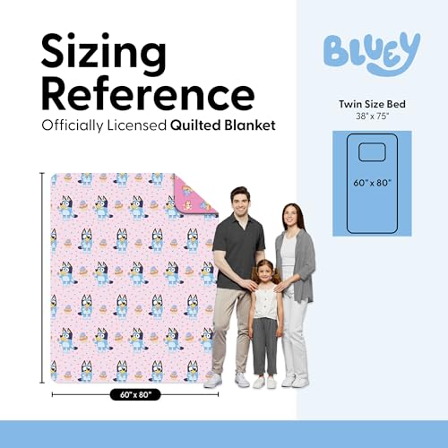 Image of Northwest Bluey Cupcake Stars Quilted Reversible Throw Blanket - Official BlueyThrow Blanket, for Any Kid - Bed, Couch, or Playroom, 60 x 80 Inches