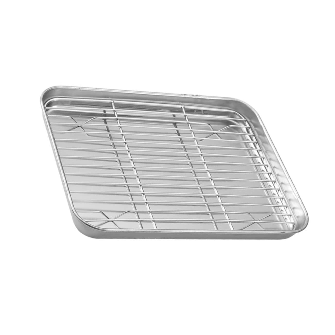 OUNONA 1 Set Stainless Steel Baking Tray with Net Rack for Cooling and Draining for Baking Roasting and Food Preparation Kitchen Supplies