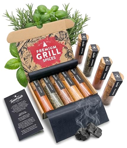 TIMBER TASTE® Grilling Spices Gift Set - 5 handcrafted BBQ Season...