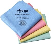 Vileda Professional PURmicro Colors | Professionelles Mehrzweck-Mikrofasertuch | hervorragende Ergebnisse ohne Streifen | 4er Pack | Blau, Rot, Gelb, Grün | 38 x 35 cm