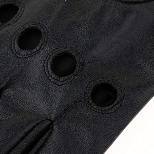 Colcolo Luvas de Direção Retro Preto Couro Real Inverno Luvas de Direção com Tela - L