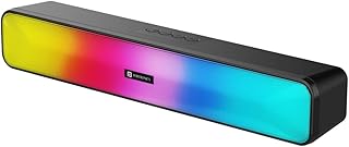 Portronics Radian 16W ब्लूटूथ स्टीरियो साउंडबार मल्टीकलर LED लाइट के साथ, इन-बिल्ट FM रेडियो, माइक में निर्मित, 3.5mm में Aux माइक्रो SD स्लॉट (काला)