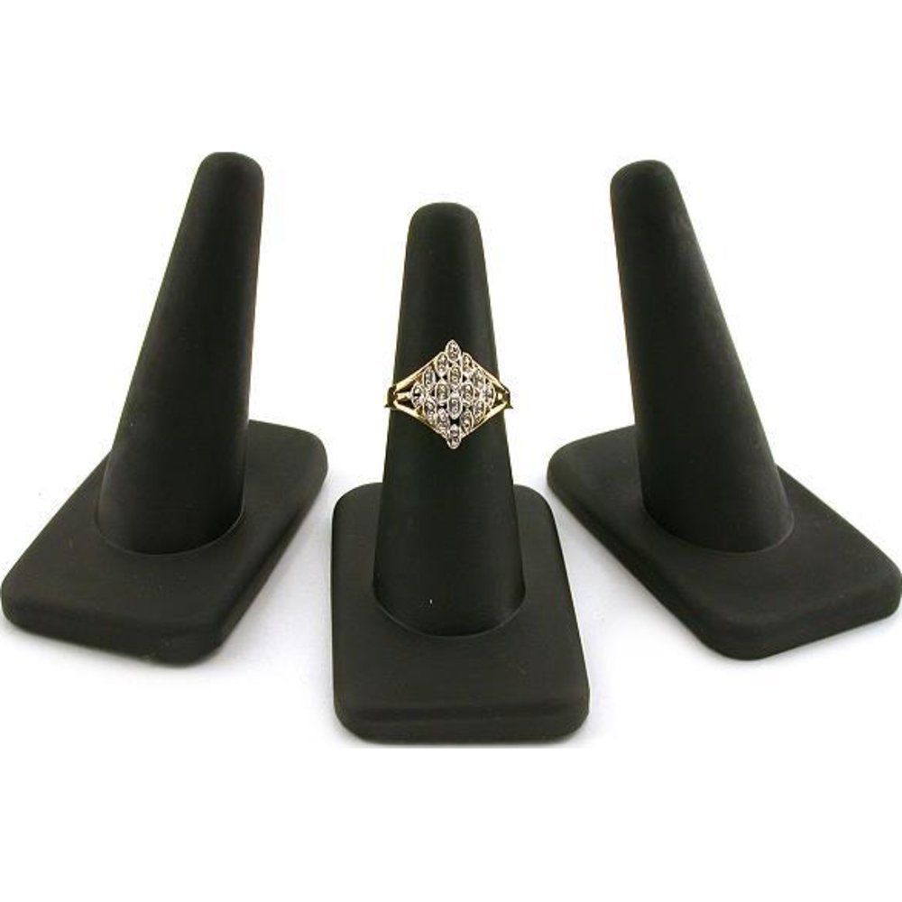 3 Black Rubber Ring Finger Jewelry Holder Showcase Display Stands-image-29