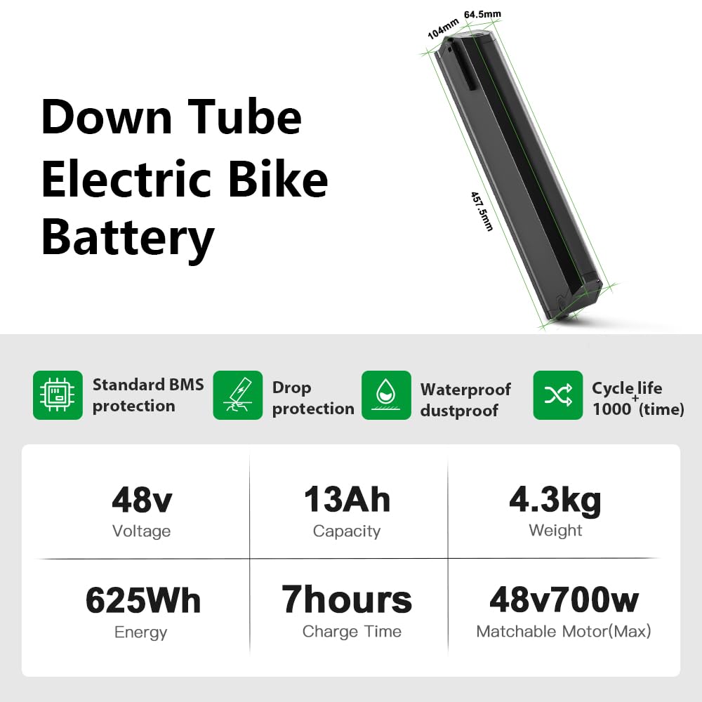 YOSE POWER Reention Dorado-Plus Ebike Akku 48V 13Ah/16Ah für 48V 350W / 500W / 700W / 1000W Motor passt auf NCM Moscow Fitifito DeHawk E-Bike Elektrofahrrad