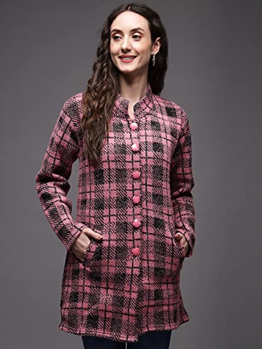 Image of eWools Women's Wool Blend Banded Collar Cardigan Sweaters