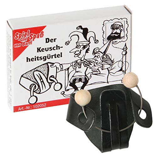 Bartl 102052 Mini-Puzzle Der Keuschheitsgürtel aus einem Ledergürtel und einem Draht mit 2 Holzperlen
