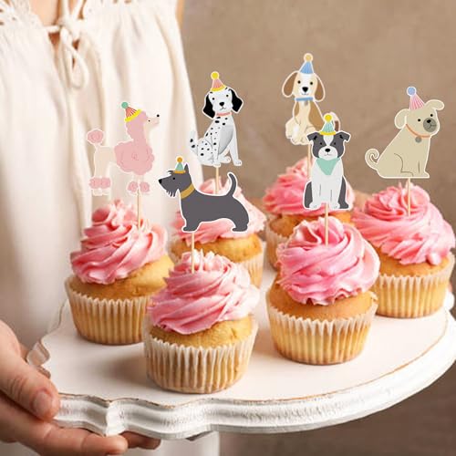 Blumomon 36 Stück Hund Cupcake Topper Hund Geburtstags Kuchen Deckel Hund Themen Party Dekorationen