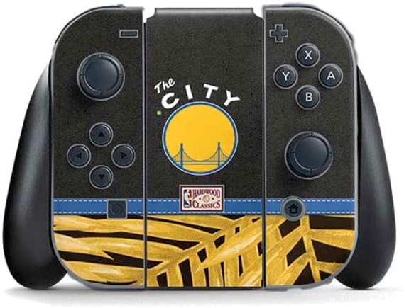 Skinit Decal Gaming Skin Compatible with Nintendo Switch (2017-2021) Joy-Con Controller - Officially Licensed NBA Golden State Warriors Retro Palms Design