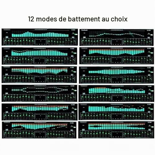 Égaliseur numérique, égaliseur graphique stéréo 31 bandes avec télécommande, câble audio, 12 modes de rythme, réduction automatique du bruit, analyseur de spectre musical LED