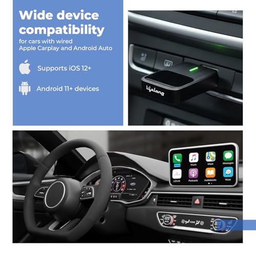 Image of Lifelong 2-in-1 Wireless CarPlay & Android Auto Adapter | Dual Phone Connection, Plug & Play USB Type-A to C, iOS & Android Compatibility, Support OEM Controls |Stick Cast - Bluetooth 5.4 & WiFi 6