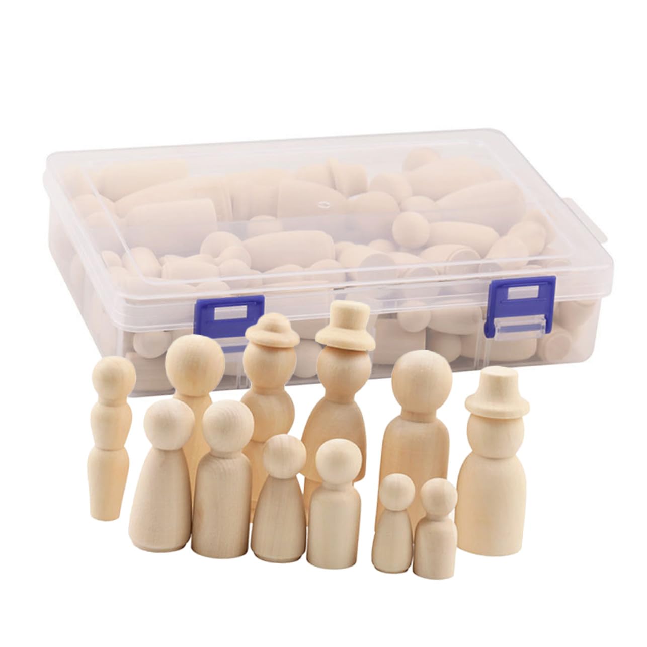 Muñecas de Madera sin Pintar y Manualidades para 55 Piezas Mesa