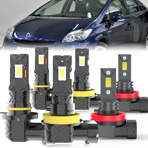 Image of Fit For Toyota PRIUS 2010-2015 light Bulbs, High /Low Dual Beam Fog Lights Combo, Plug and Play, 6 PCS