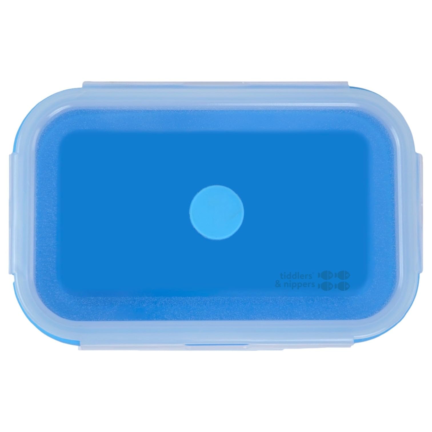 Tiddlers & Nippers Plain Blue Collapsible Snack Box | Food Grade Silicone & Pp | Leak-Proof & Bpa-Free | Microwave, Freezer & Dishwasher Safe (Except Lid) (Plain Blue)