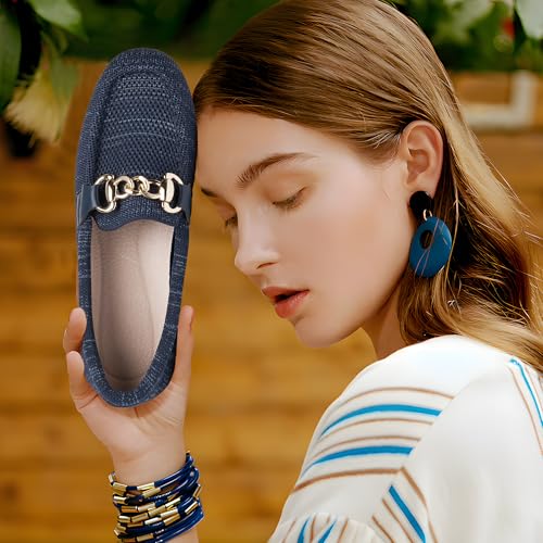 Image of ABEJOJO Women's Loafer Shoes, Comfortable Slip on Casual Flat Penny Shoes for Walking, Driving, Dressy