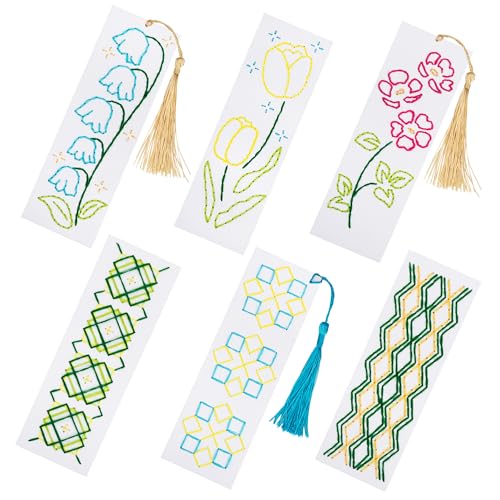 SWATOM DIY Bookmarks Embroidery Kits for Adults Make Your Own Personalized Embroidered Cardstock Bookmark Making Kit for Beginners Classroom Projects