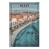 UEJD Split-Kroatien, Vintage-Reiseposter, Skyline, 