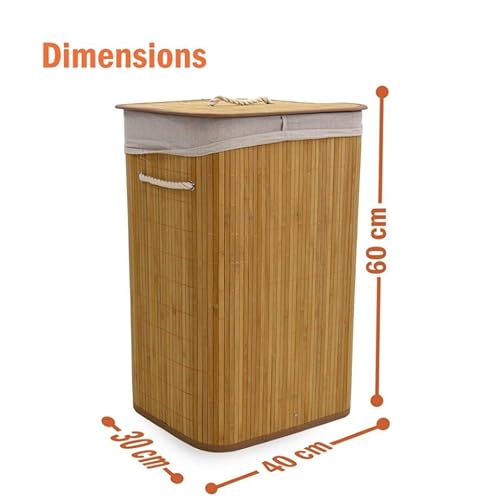 Libbi Lou Bamboo Laundry Basket with Lid – 72L Eco-Friendly Washing Hamper with Handles – Foldable Laundry Storage Bin for Bedroom, Bathroom or Utility Room 60x40x30cm - Cosy Home Interiors Libbi Lou Bamboo Laundry Basket with Lid – 72L Eco-Friendly Washing Hamper with Handles – Foldable Laundry Storage Bin for Bedroom, Bathroom or Utility Room 60x40x30cm - Image 3