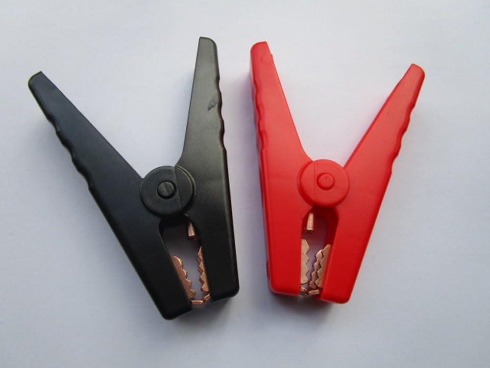 Wiring Connecting Terminals - 1 Pair (2 pcs) Battery Clip Insulated Clamp 95mm 10A Red and Black ML