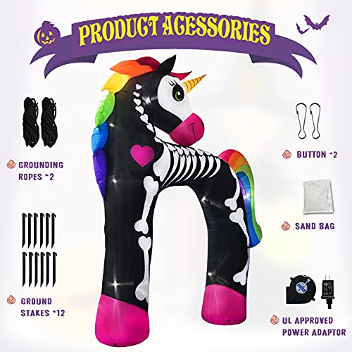 Aufblasbarer Skelett-Einhorn-Torbogen mit LEDs, 3 m – Produktansicht 4