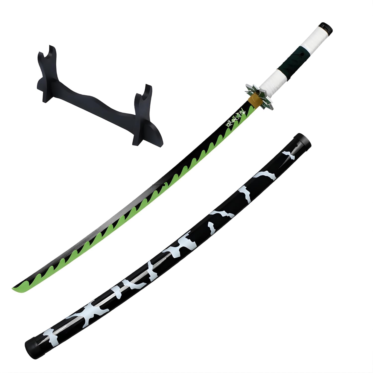 Wooden Sword/Katana Toy Life Size Nichirin 104CM Bamboo Wood Sanemi Katana Toy