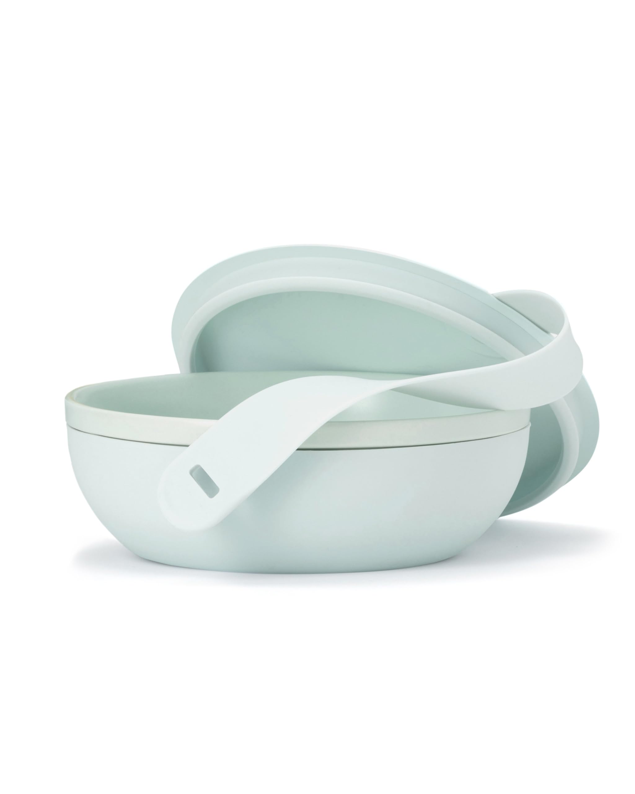 W&P Porter Ceramic Bowl Lunch Container w/ Protective Non-slip Exterior, Mint 1 Liter | Lid & Snap-tight Silicone Strap | Food Storage, Bento Box, Meal Prep | BPA-Free Ceramic