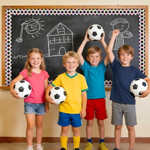 Image of BeYumi Soccer Holographic Border Trim - 65ft Back to School Soccer Patterned Straight Rolled Border Trim Iridescent Football Sport Theme Bulletin Board Set Party School Classroom Chalkboard Wall Decor