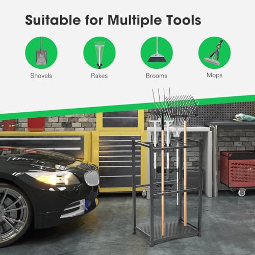 VIVOSUN-Garden-Tool-Organizer-Heavy-Duty-Steel-Tool-Rack-Tool-Stand-Up-to-35-Long-Handled-Tools-Yard-Tool-Storage-for-Garage-Shed-Home-and-Outdoor-Angular-Style-with-Anti-tipping-Design