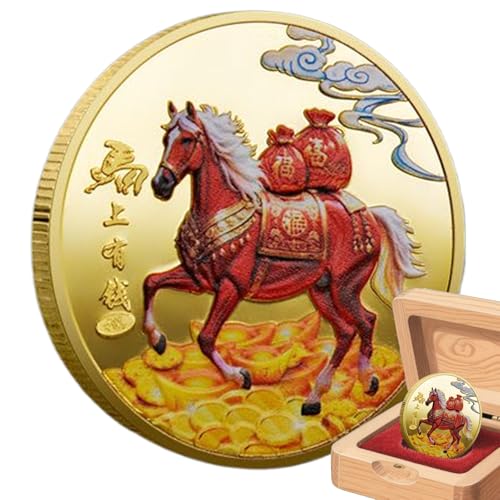 Arroopu Moneda del Año Nuevo Chino, Souvenir De Bendición Coleccionable, Colección De Bendición De Decorativa para Hombre Mujer Recuerdo del Año Caballo 2026 Detalle De Favor